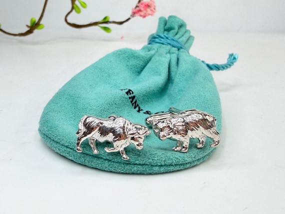 Vintage Tiffany & Co Sterling Silver Bear Bull Cufflinks SS225
