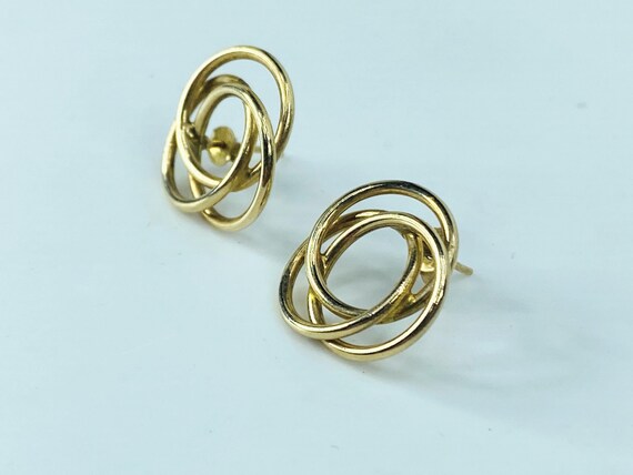 Dimensional 10K yellow gold interlocking circle p… - image 3