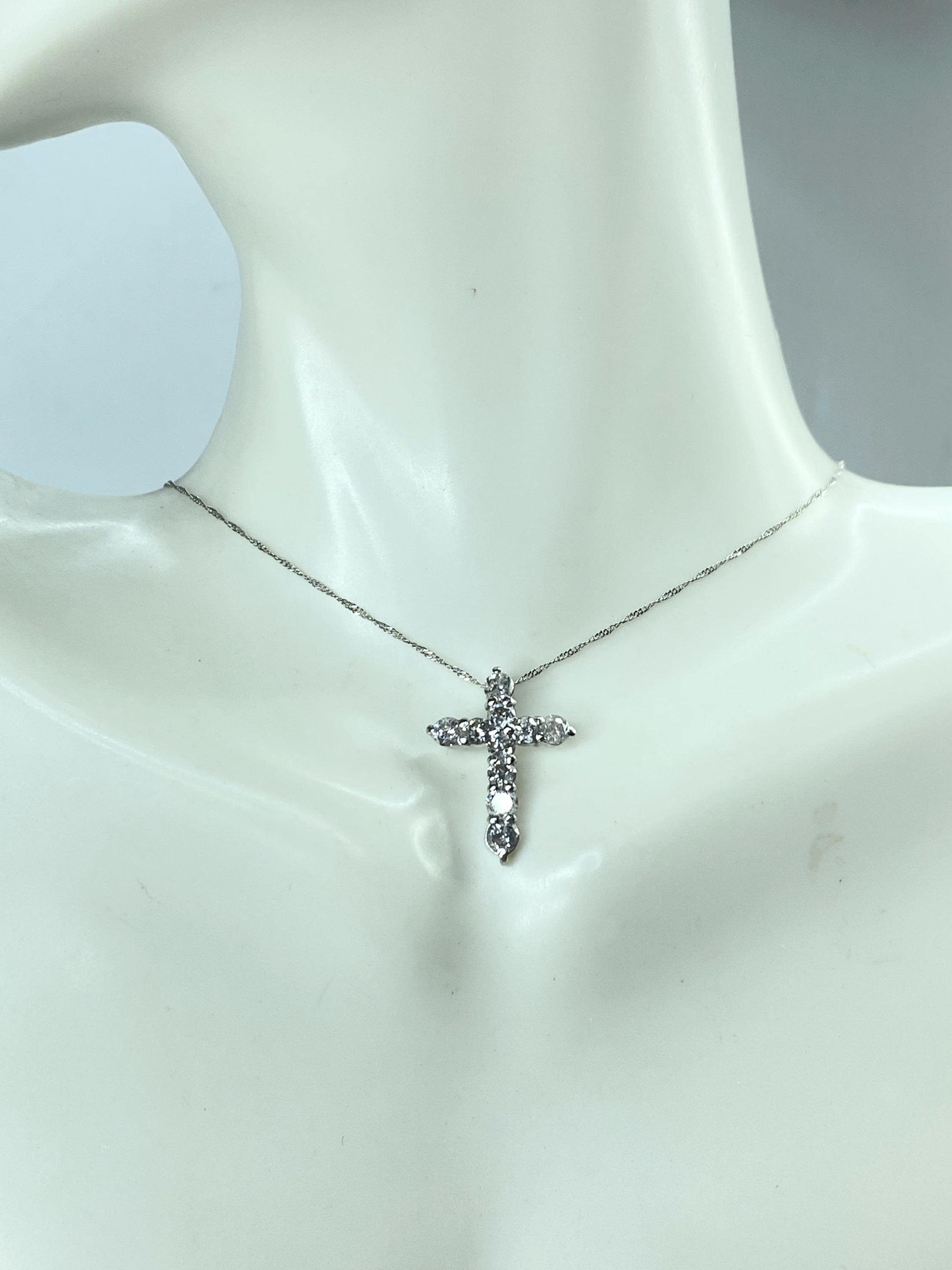 Vintage Platinum Cross Necklace - Etsy
