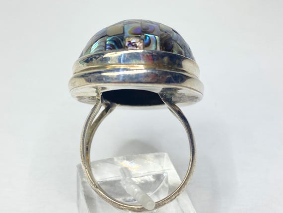 Sterling Silver Domed Abalone Shell Statement Rin… - image 4