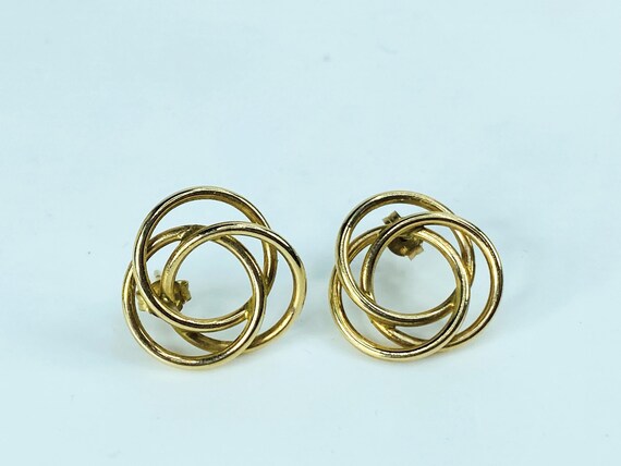 Dimensional 10K yellow gold interlocking circle p… - image 2