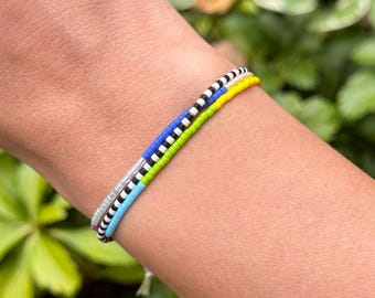 Colorful Miyuki Beaded Bracelet, Thin Stacking , Adjustable,  Minimalist Gift for Her, Handmade Jewelery