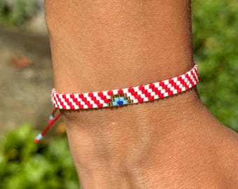 Miyuki-kraal boze oog-armband: verstelbaar koord, handgemaakte beschermingssieraden
