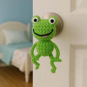 Leggy Froggy Doorknob Cozy, Amigurumi Doorknob Cozy, Doorknob Cozy, Cochet Doorknob Cozy