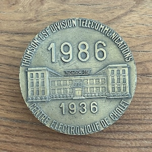 Vintage Thomson-CSF Commemorative Medallion – 50th Anniversary of Centre Electronique de Cholet, 1936-1986
