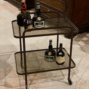 Vintage 1940’s Brass Service Trolley – Elegant Mid-Century Modern Bar Cart