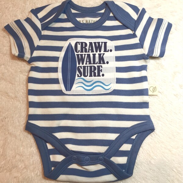 Baby Body * Crawl Walk Surf * Bio-Baumwolle * blau/off weiss gestreift