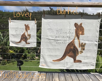 LOVEY or BLANKET * KANGAROO * Organic Cotton Double Gauze