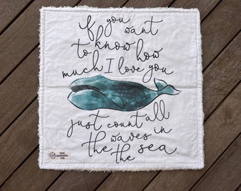 DeLuxe LOVEY * WHALE TEAL * Security Blanket * 17x17 inches