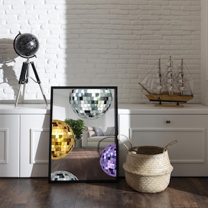 Disco Ball Mirror – Colorful Retro Wall Art with 70s Vibes