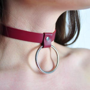 Handmade Leather O-Ring Choker – 15mm Wide Punk Collar – Custom Vegan or Genuine Leather Necklace