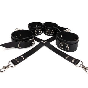 Leather Cuffs Set | Handmade Adjustable Wrist & Ankle Cosplay Accessory