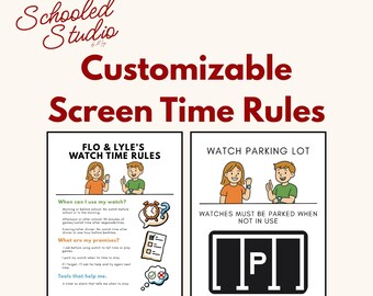 Customizable Screen Time Rules Chart | Printable Device Use Expectations for Kids