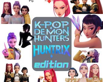 K-Pop Dämonenjäger Aufkleber - Huntrix Edition 60 PNG Bundle (Digitaler Download)