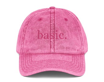 Embroidered Pink Cotton Dad Hat: Washed Vintage Baseball Cap
