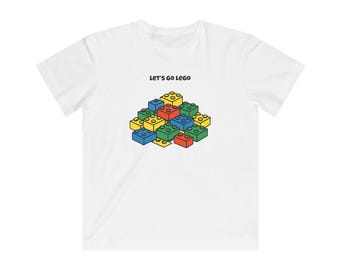 Kinder LEGO inspiriertes Baumwoll-T-Shirt - "Let's Go LEGO" Buntes Block-Design, verspieltes Kleinkind- und Jugend-T-Shirt