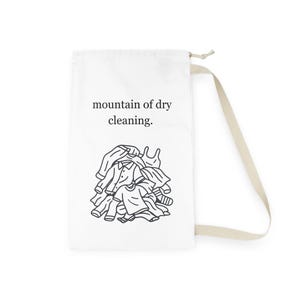 Laundry Bag with Mountain of Dry Cleaning Design, Laundry Tote, Reusable Hamper, Gift for College Students, Home Organization