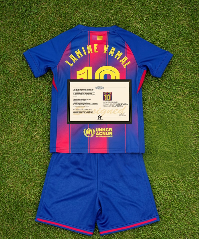 Lamine Yamal Barcelona Tribute Jersey - Printed Signature, COA, Kids/Adult Sizes image 2