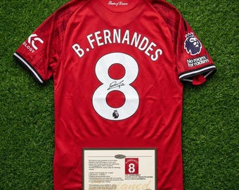 Bruno Fernandes Signed Manchester United #8 Jersey with COA