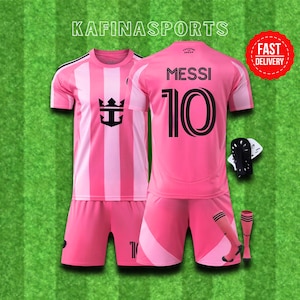 Messi Rosa Fotbollströja Bortaställ Specialdesignad 10-ställ - Barn- och vuxenstorlekar