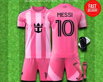 Messi Rosa Fotbollströja Bortaställ Specialdesignad 10-ställ - Barn- och vuxenstorlekar