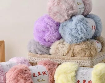 Faux Fur Mink Yarn 100g Long-Pile Fluffy Yarn for Knitting & Crochet Soft Plush Yarn for Hats Scarves Sweaters Blankets Pillows DIY Crafts
