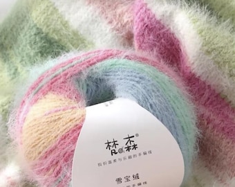 Soft Long-Pile Wool Yarn 100g Skein – Snow Velvet Yarn for Crochet, Wool Blend Fluffy Yarn for Hats, Scarves, Sweaters, DIY Craft Supplies