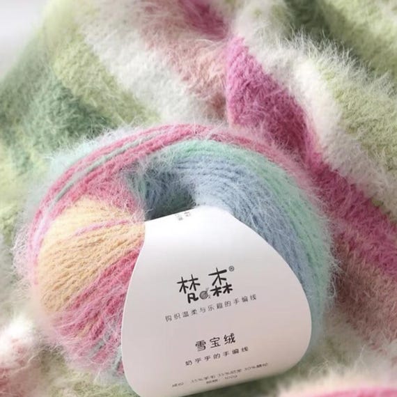 Soft Long-Pile Wool Yarn 100g Skein – Snow Velvet Yarn for Crochet, Wool Blend Fluffy Yarn for Hats, Scarves, Sweaters, DIY Craft Supplies