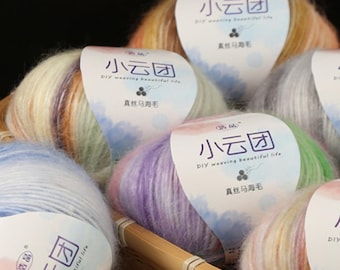 Silk Mohair Gradient Yarn 50g Hand-Dyed Ombre Lace Mohair Yarn Kid Mohair Silk Soft Luxury Knitting Crochet Yarn Shawls Sweaters