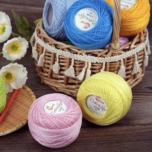 8# Cotton Lace Yarn 45g Mercerized Fine Crochet Thread 100% Cotton Lace Weight Yarn for Summer Knitting Doilies Shawls Scarves DIY Material