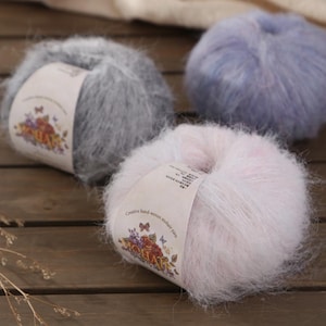 25g Gradient Alpaca Mohair Yarn, Soft Long Hair Fluffy Yarn for Sweater Scarf Hat Coat Knitting & Crochet DIY