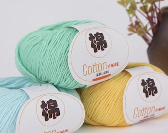 10-Ply Cotton Yarn 50g, Soft 2mm Crochet Yarn for Knitting Sweaters, Shawls, Hats, Scarves & DIY Craft Projects, Milk Cotton Blend