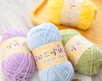 Premium Chenille-Velourbandgarn - 40g | Hochwertiges weiches Garn für Amigurumi & Kunsthandwerk | Leichtes und weiches Samtgarn