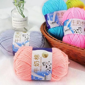 5-Ply Milk Cotton Yarn – Ideal for Amigurumi, Crochet, Knitting, Punch Needle, and DIY Crafts Colours 1-48