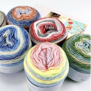 Gradient Cake Yarn 100g – Milk Cotton Blend Ombre Knitting Yarn Soft Crochet Thread for Scarf Hats Shawls DIY Hand Knitting Craft Supplies