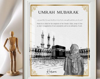 Personalized Umrah Mubarak Print,Umrah Gift,Islamic Poster,Eid Decoration,umrah keepsake,umrah souvenir,custom digital,islamic digital art