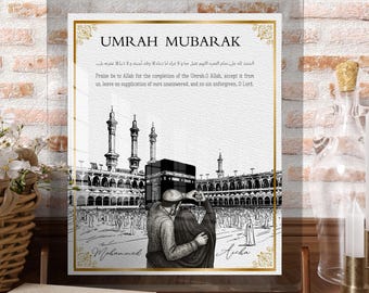 Personalized Umrah Mubarak Print(Instant Download)Custom uumrah print,Umrah Gift,Hajj Gifts,Lighting,duas for umrah,Islamic art,umrah banner