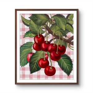 Digital prints retro cherry wall art girl,Retro Cherry, Summer Fruit Kitchen Décor,Vintage cherry digital art,instant download,vintage,