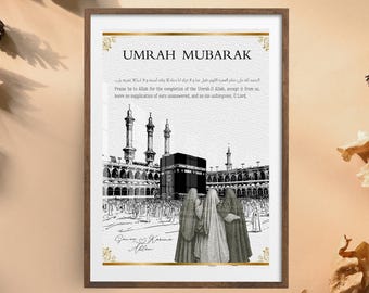 Personalized Umrah Mubarak Print,Umrah Gift,Islamic Poster,Eid Decoration,Umrah keepsake,Umrah Souvenir,custom digital,islamic digital art