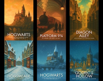 Póster de viajes de fantasía: descarga digital / impresiones de estilo vintage inspiradas en el mundo mágico