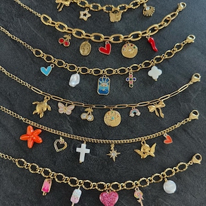 Bracciale con ciondoli personalizzati, regalo unico per compleanno e Natale per le donne, braccialetto personalizzabile con i ciondoli che preferisci.