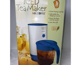 New Mr Coffee 3 Quart Iced Tea Maker Blue White TM39P NOS Sealed