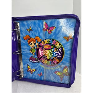 Carpeta organizadora Lisa Frank Dragon de VTG con cremallera y espejo retro moteado azul imagen 11