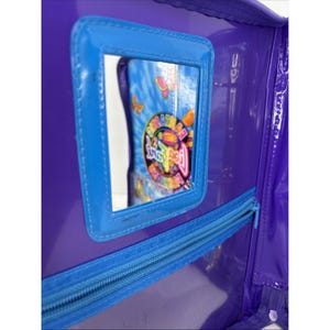 Carpeta organizadora Lisa Frank Dragon de VTG con cremallera y espejo retro moteado azul imagen 13