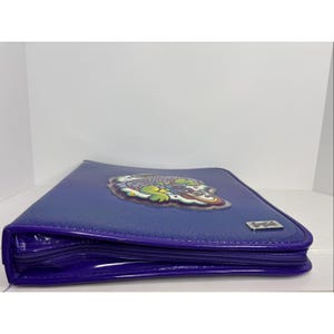 Carpeta organizadora Lisa Frank Dragon de VTG con cremallera y espejo retro moteado azul imagen 8