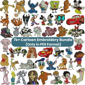 Design de bordado de desenho animado, mais de 7.000 bordados de desenho animado, bordado do Mickey Mouse, bordado de carros, bordado em ponto cruz, bordado à máquina