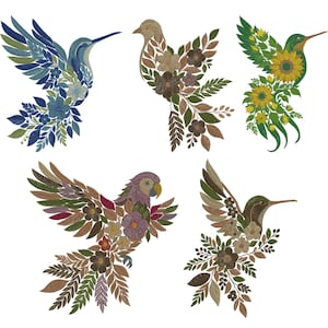 Floral Bird embroidery designs, Hummingbird embroidery, Exotic bird embroidery,Beautiful Bird Design, Large bird pattern, Machine Embroidery