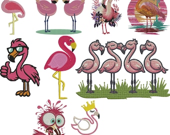 Flamingo embroidery design, Floral Flamingo Embroidery, Girl embroidery, Summer design, Pink Flamingo, Machine embroidery design