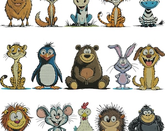 Funny Crazy Animal Embroidery Designs, Animal Embroidery, Whimsical Farm Animal, Crazy Animals, Machine Embroidery Design