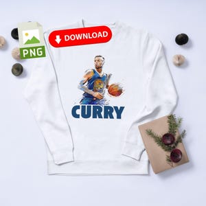 Stephen Curry PNG en téléchargement numérique, conception de chemise de basket-ball, art NBA imprimable, fichier Png numérique à sublimation pour vêtements DIY et cadeaux de fans